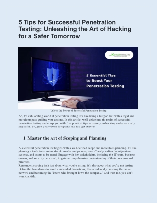 5 Tips for Successful Penetration Testing: Unleashing the Art of Hacking for a S