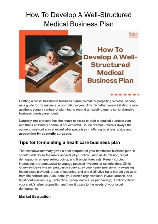 How To Develop A Well-Structured Medical Business Plan.docx