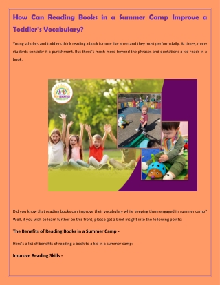 How Can Reading Books in a Summer Camp Improve a Toddler