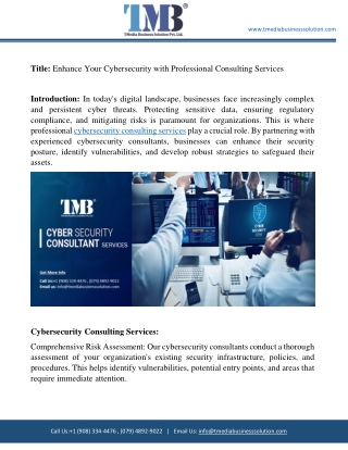 Enhance Your Cybersecurity with Professional Consulting Services