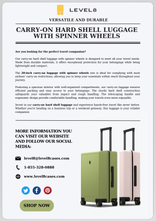 Versatile and Durable Carry-On Hard Shell Luggage with Spinner Wheels