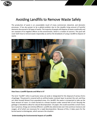 avoiding landfills to remove waste safely