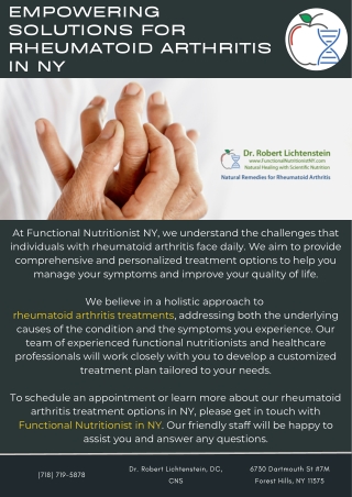 Empowering Solutions for Rheumatoid Arthritis in NY