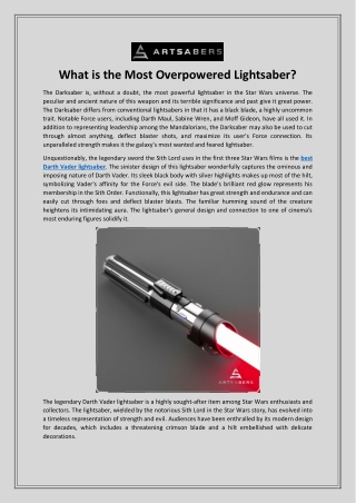 what is the most overpowered lightsaber