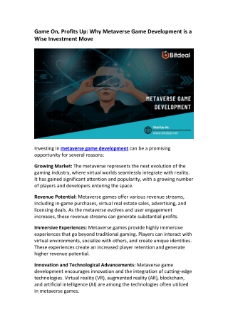 game on profits up why metaverse game development