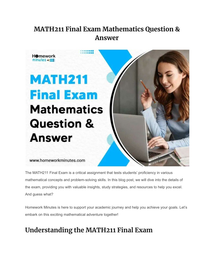math211 final exam mathematics question answer