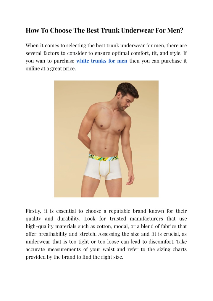 how to choose the best trunk underwear for men