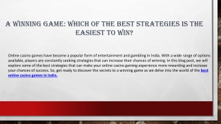 a winning game which of the best strategies is the easiest to win