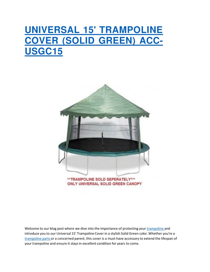 universal 15 trampoline cover solid green acc usgc15