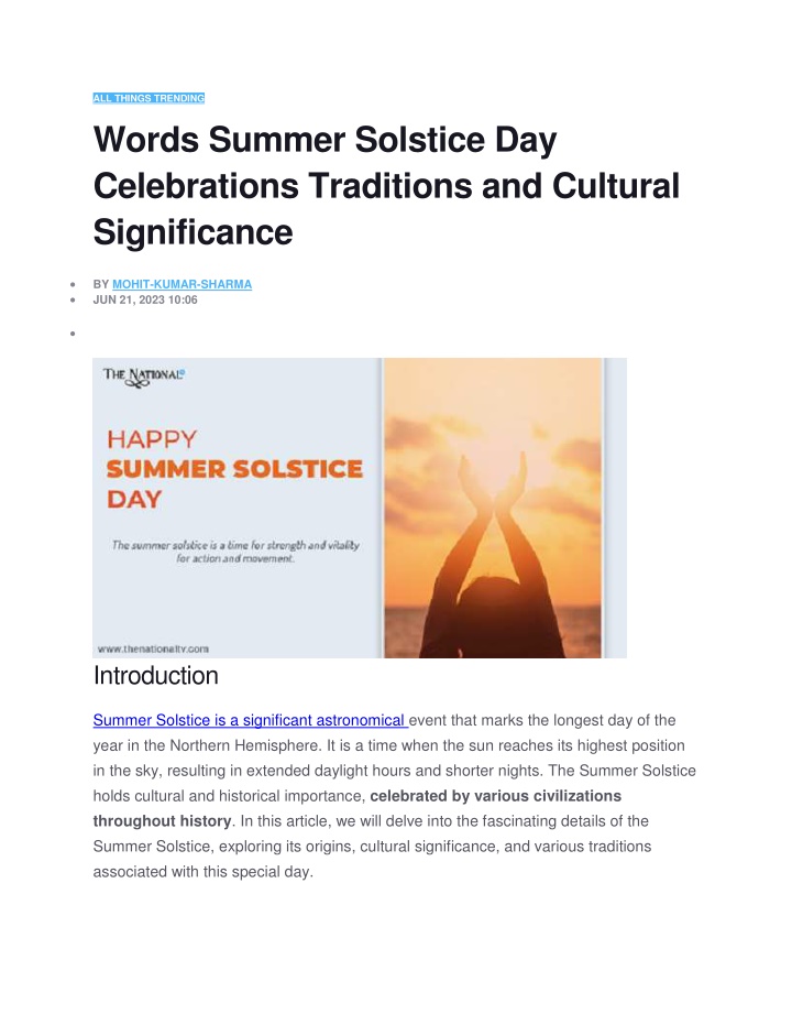 all things trending words summer solstice