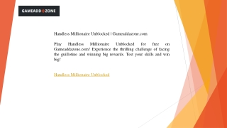 Handless Millionaire Unblocked  Gameaddazone.com