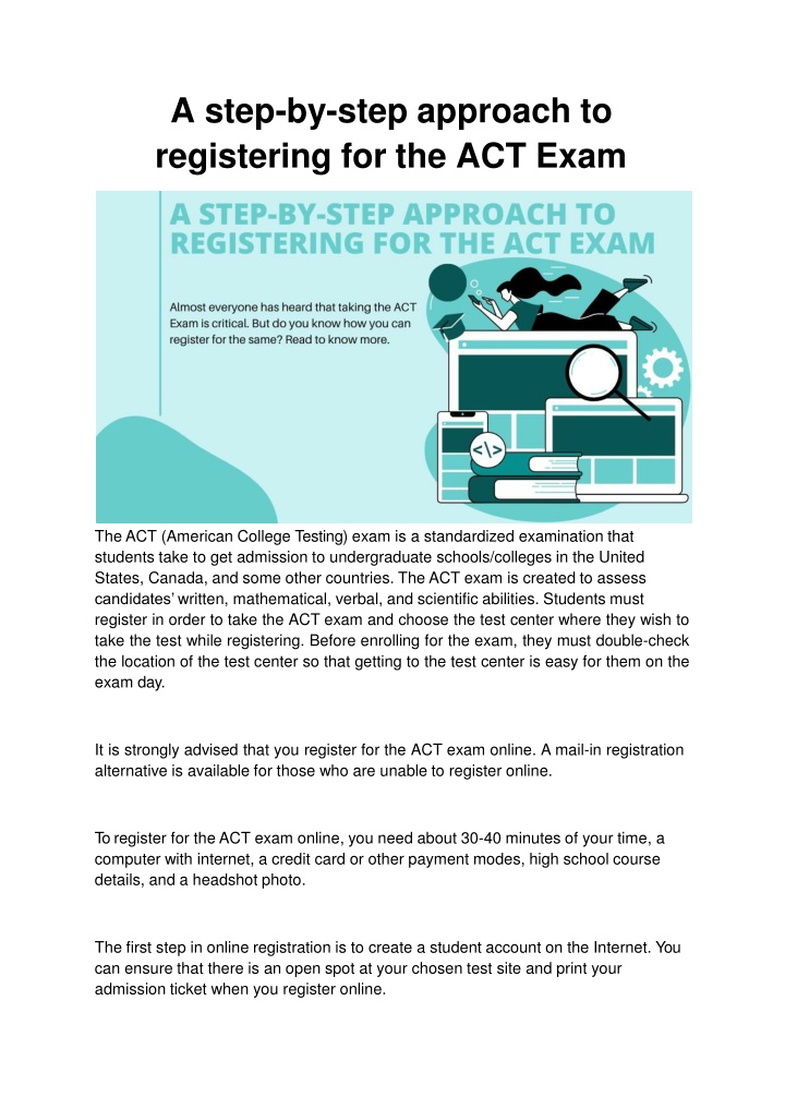 a step by step approach to registering for the act exam