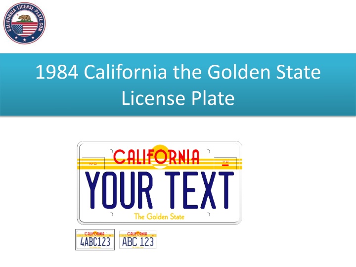 1984 california the golden state license plate