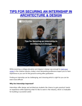 TIPS FOR SECURING AN INTERNSHIP IN ARCHITECTURE & DESIGN