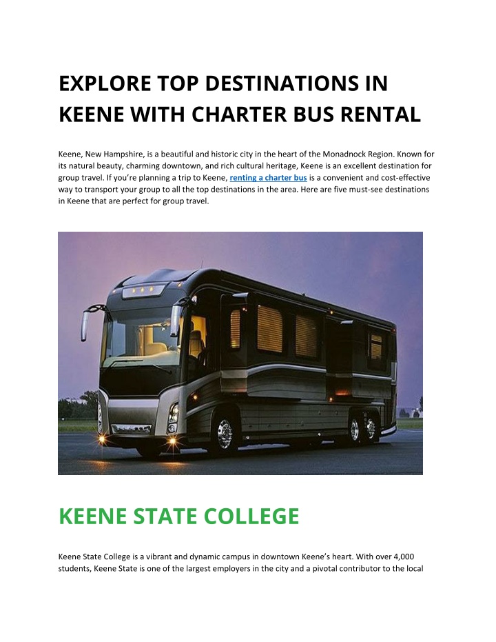 explore top destinations in keene with charter