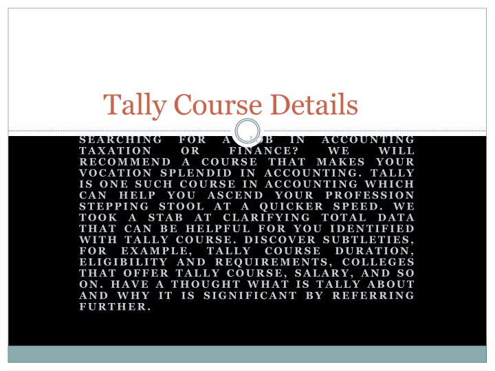 tally course details