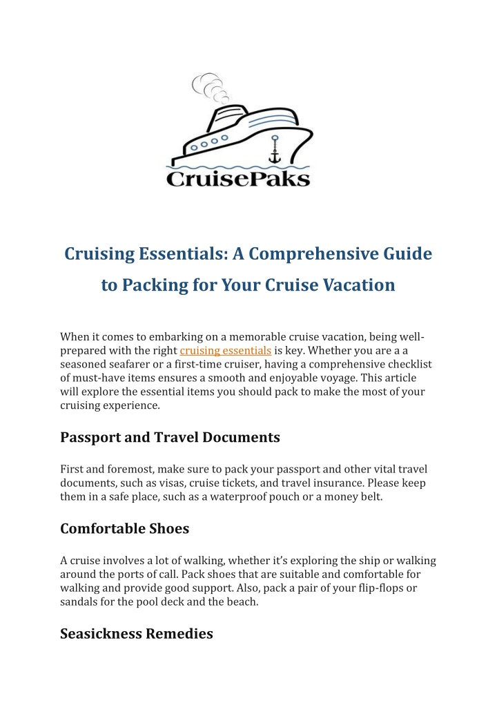 cruising essentials a comprehensive guide
