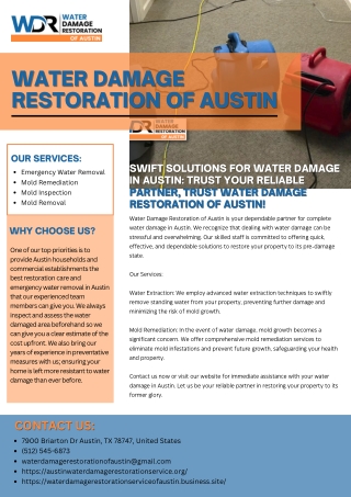 Swift Solutions for Water Damage in Austin: Trust Your Reliable Partner, Trust W