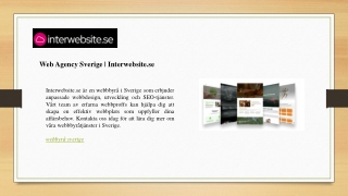 Web Agency Sverige  Interwebsite.se