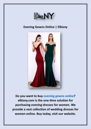 Evening Gowns Online | Elbisny