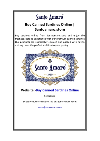 Buy Canned Sardines Online  Santoamaro.store