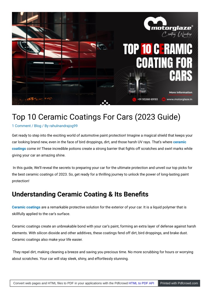 top 10 ceramic coatings for cars 2023 guide