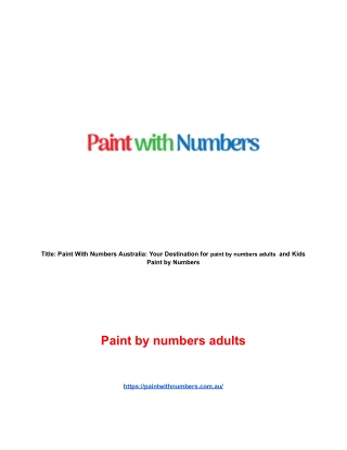 Paint by numbers adults
