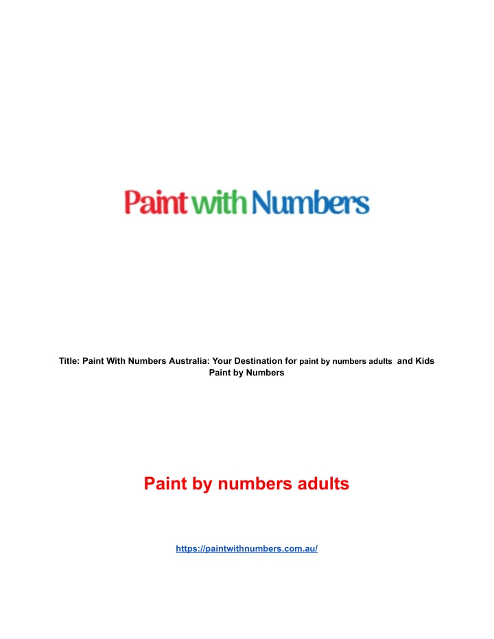 title paint with numbers australia your