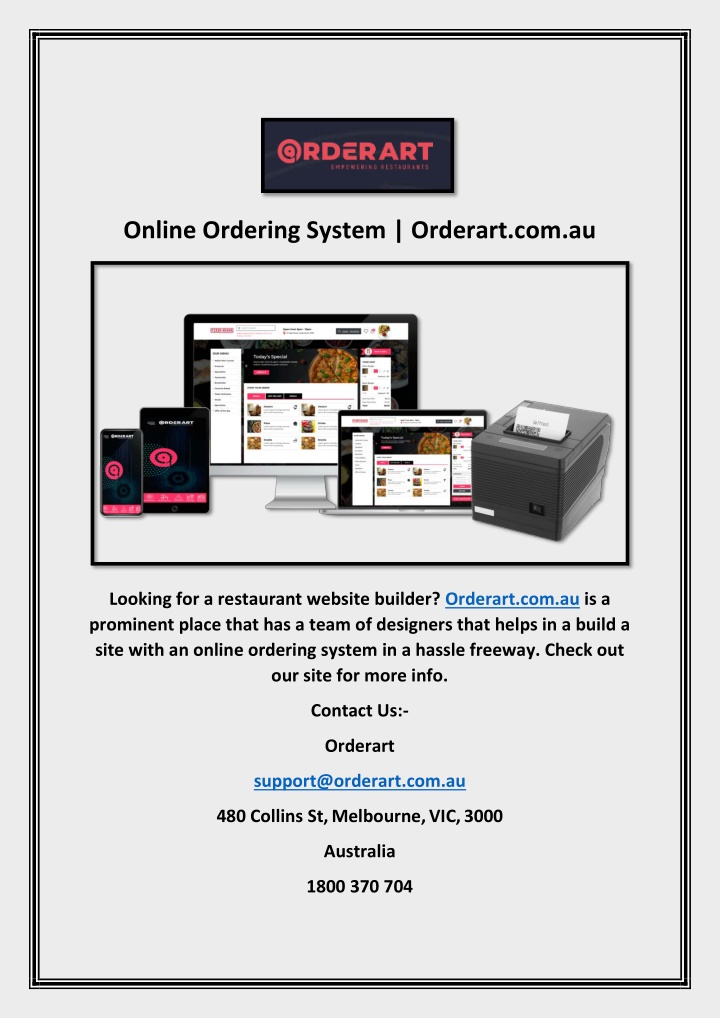 online ordering system orderart com au