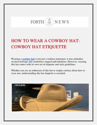 How to Wear a Cowboy Hat Cowboy Hat Etiquett