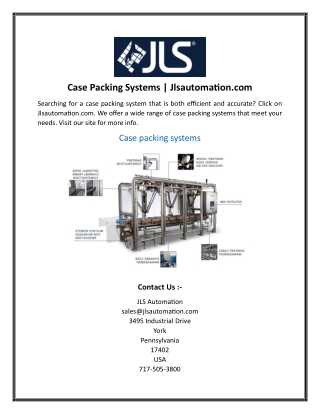 Case Packing Systems Jlsautomation