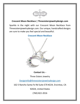 Crescent Moon Necklace | Threesistersjewelrydesign.com