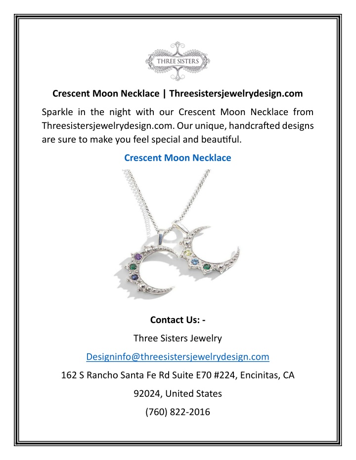 crescent moon necklace threesistersjewelrydesign