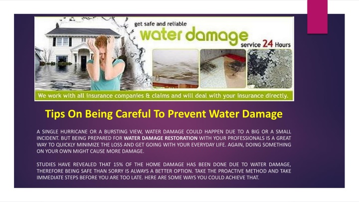 tips on being careful to prevent water damage