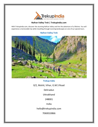 Nafran Valley Trek | Trekupindia.com