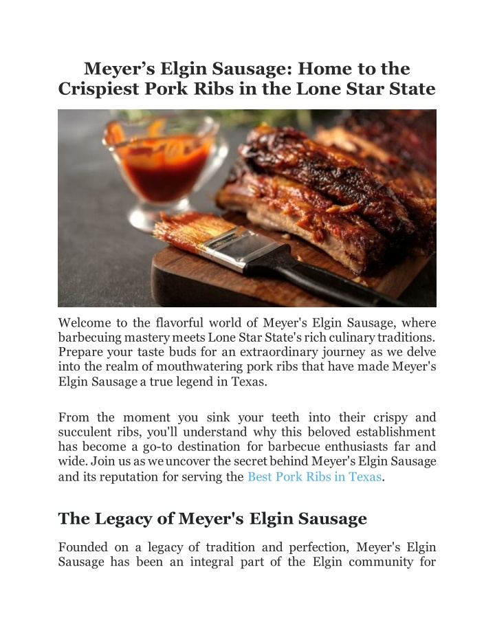 meyer s elgin sausage home to the crispiest pork