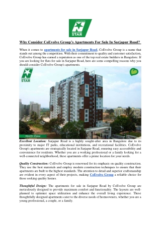 Why Consider CoEvolve Group’s Apartments For Sale In Sarjapur Road