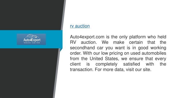 rv auction auto4export com is the only platform