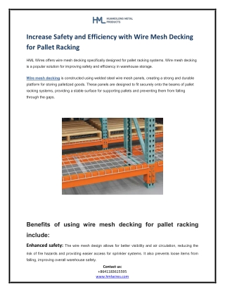 Increase Safety and Efficiency with Wire Mesh Decking for Pallet Racking