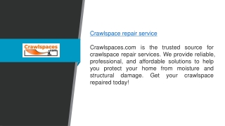 Crawlspace Repair Service Crawlspaces.com