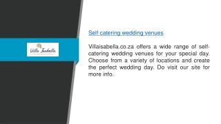 Self Catering Wedding Venues  Villaisabella.co.za