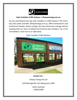 solar installers coffs harbour alwaysenergy com au