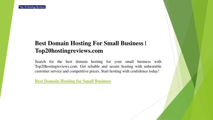 best domain hosting for small business