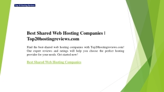 Best Shared Web Hosting Companies  Top20hostingreviews.com