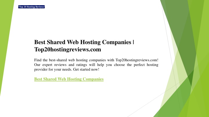 best shared web hosting companies