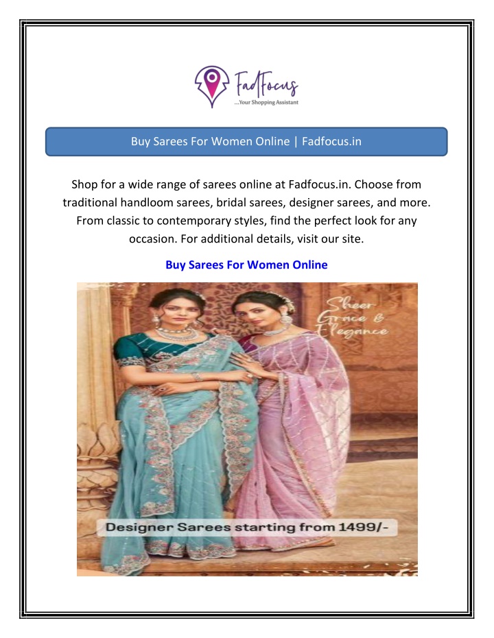 buy sarees for women online fadfocus in