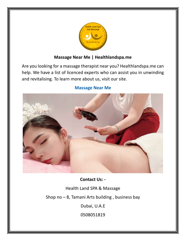 massage near me healthlandspa me