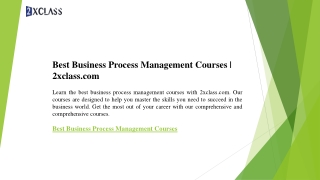Best Business Process Management Courses  2xclass.com