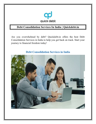 Debt Consolidation Services In India  Quickdebt.in