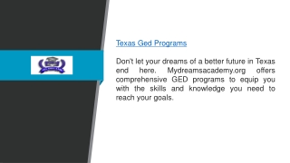 Texas Ged Programs  Mydreamsacademy.org.org